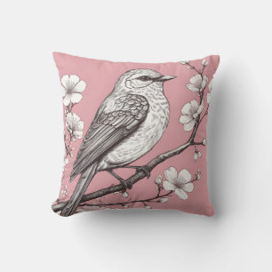 Schöne Singvogel-Illustration Kissen