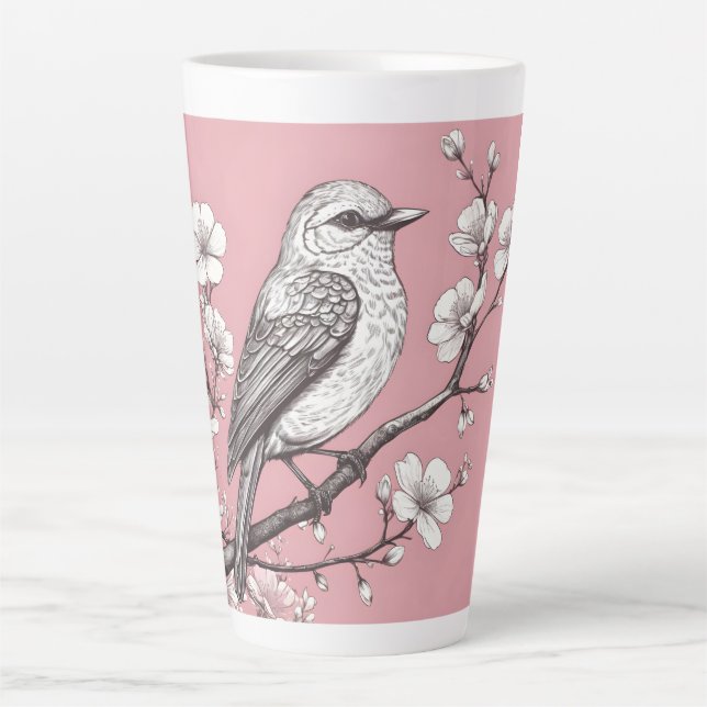 Schöne Singvogel-Illustration Milchtasse (Vorderseite)