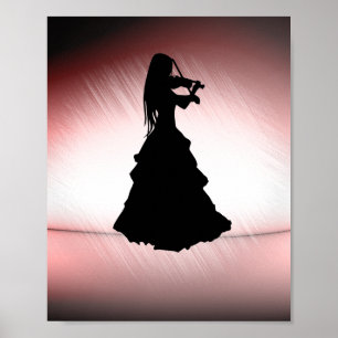 Schöne Sinti und Roma Girl Plays Violine Poster