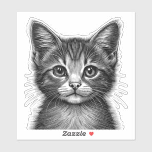 Schöne Skizze der jungen Katze Aufkleber