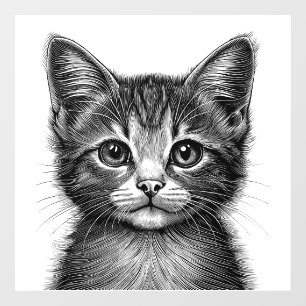 Schöne Skizze der jungen Katze Fensteraufkleber