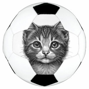 Schöne Skizze der jungen Katze Fußball