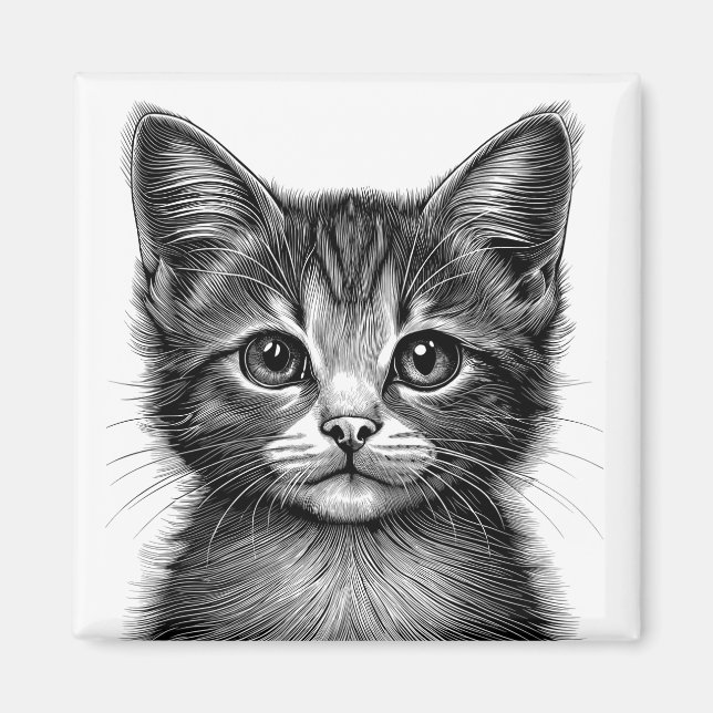 Schöne Skizze der jungen Katze Magnet (Vorne)