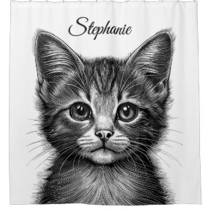 Schöne Skizze für junge Katzen Duschvorhang