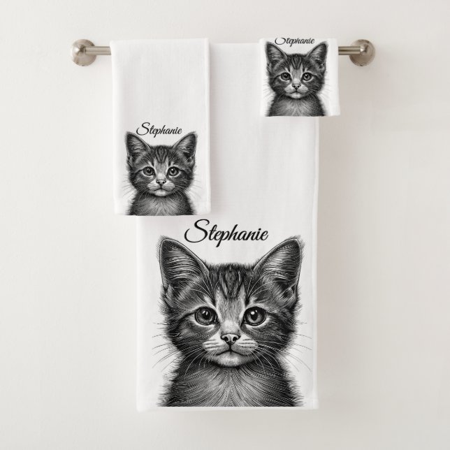 Schöne Skizze für junge Katzen Persönlich Badhandtuch Set (Insitu)