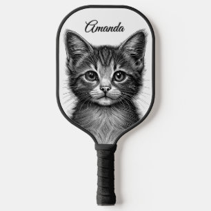 Schöne Skizze für junge Katzen Persönlich Pickleball Schläger