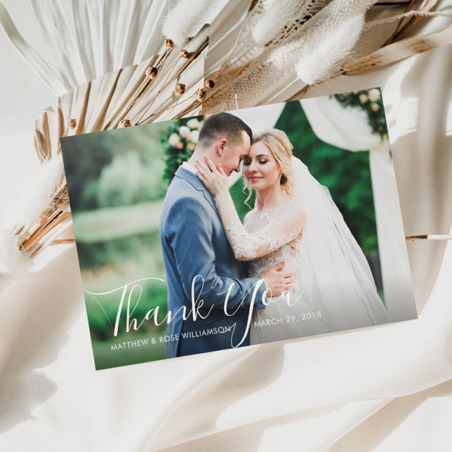 Schöne Skripthochzeit danke Fotokarte Postkarte (Von Creator hochgeladen)