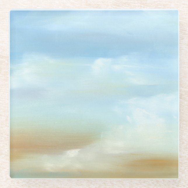 Schöne Skyscape mit flauschigen Wolken Glasuntersetzer (Vorderseite)
