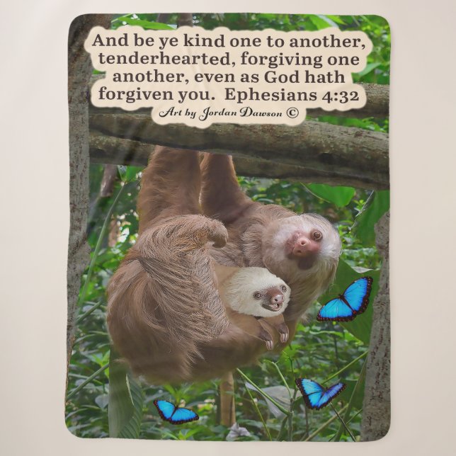Schöne Sloth-Schrift: Ephesians 4:32 Sherpadecke (Vorderseite)