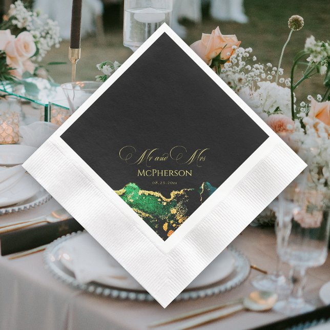 Schöne Smaragdgrüne Bronzehöhe Serviette (Gorgeous Emerald Green Black Bronze Wedding Napkins)