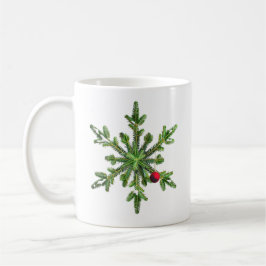 Schöne Snowy Pine Snowflake Weihnachten Kaffeetasse