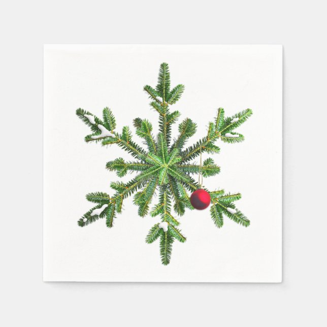 Schöne Snowy Pine Snowflake Weihnachten Serviette (Vorderseite)