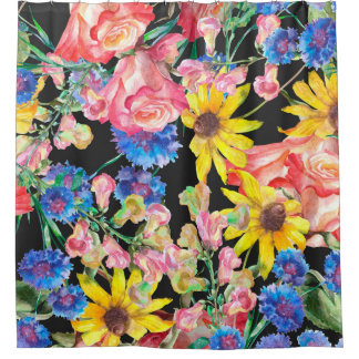 Schöne Sommer-Blume mit Rose. Naht Duschvorhang