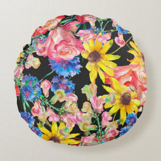 Schöne Sommer-Blume mit Rose. Naht Rundes Kissen