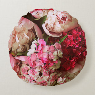 Schöne Sommerblumen. Bouquet aus rosa Pfingstrose Rundes Kissen