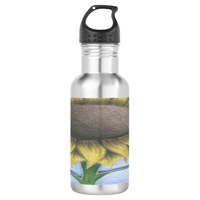 Schöne Sonnenblume Edelstahlflasche (Vorderseite)