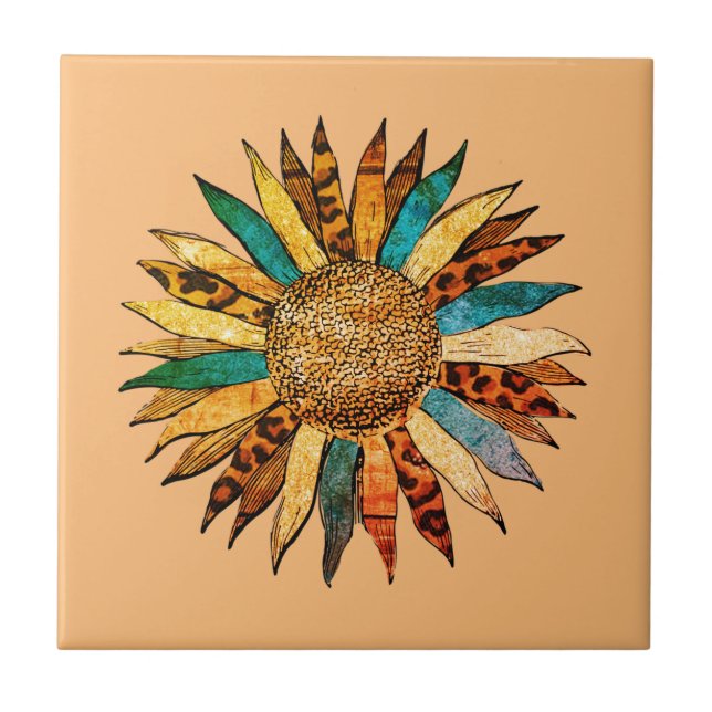 Schöne Sonnenblume Fliese (Vorderseite)