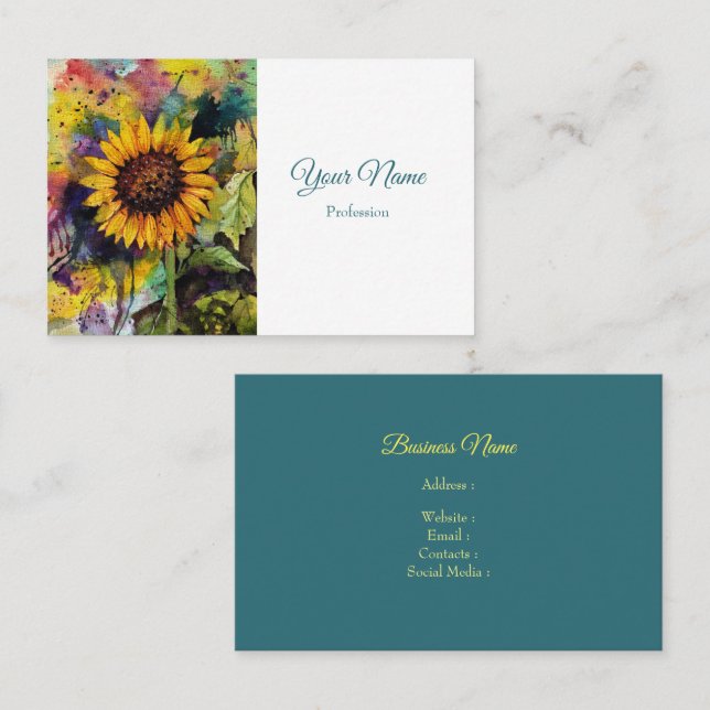 Schöne Sonnenblume im Wasser Visitenkarte (Vorne/Hinten)