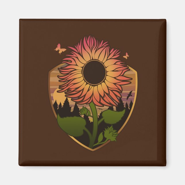 Schöne Sonnenblume Magnet (Vorne)