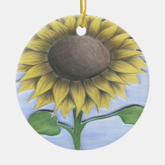 Schöne Sonnenblume Zeichnend Keramik Ornament (Vorne)