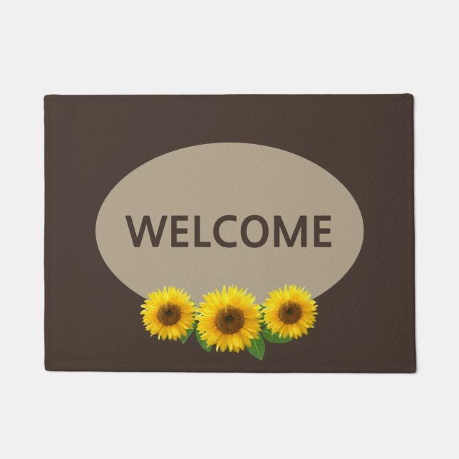 Schöne Sonnenblumen auf Brown Willkommen Türmchen Fußmatte (Vorderseite)