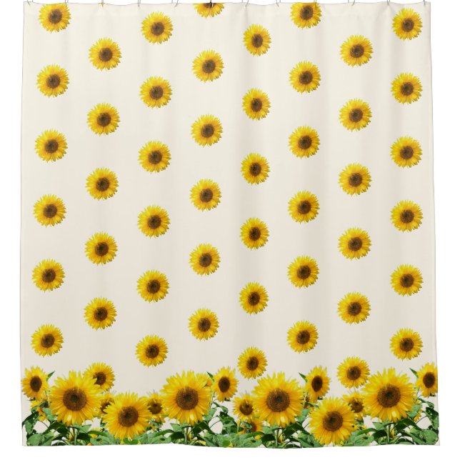 Schöne Sonnenblumen auf dem Elfenbeinduschvorhang Duschvorhang (Vorderseite)