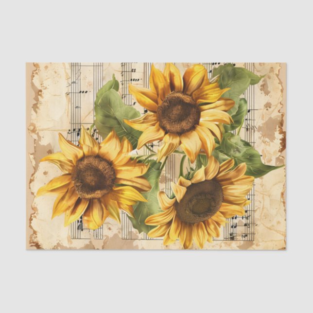 Schöne Sonnenblumen Blumenblätter ephemera Seidenpapier (Vorderseite)