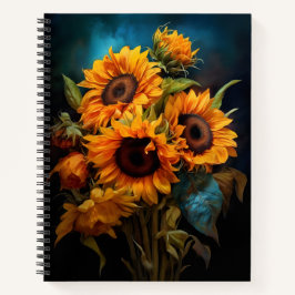 Schöne Sonnenblumen Bouquet Elegante Kunst, Dichtu Notizbuch