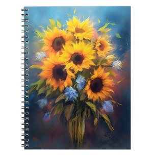 Schöne Sonnenblumen Bouquet Elegantes Botanisches  Notizblock
