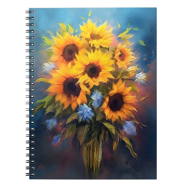 Schöne Sonnenblumen Bouquet Elegantes Botanisches  Notizblock (Vorderseite)
