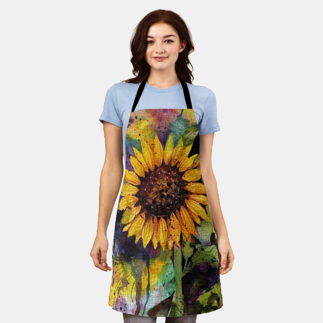 Schöne Sonnenblumen im Wasser Schürze (Getragen)