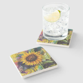 Schöne Sonnenblumen im Wasser Steinuntersetzer