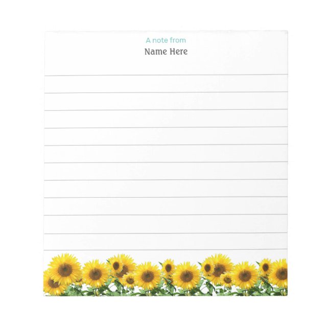 Schöne Sonnenblumen Liniiertes Notizbuch Notizblock (Vorderseite)