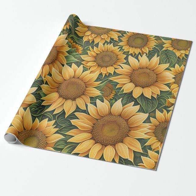 Schöne Sonnenblumen Moderne Sammlung Geschenkpapier (Ungerollt)