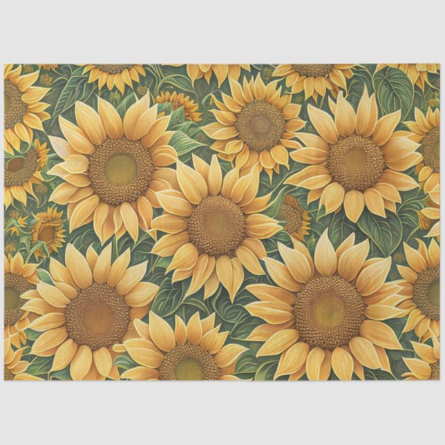 Schöne Sonnenblumen Moderne Sammlung Seidenpapier (Vorderseite)