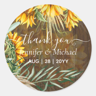 Schöne Sonnenblumen Pampas Grass Wedding Runder Aufkleber