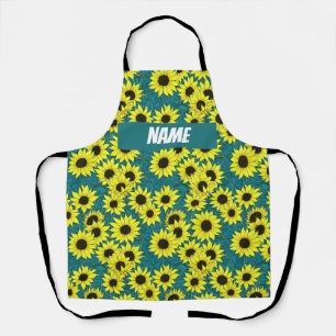 Schöne Sonnenblumen Schürze mit individuellem Name