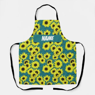 Schöne Sonnenblumen Schürze mit individuellem Name