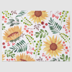 Schöne Sonnenblumen und Berries Wasserfarbe Seidenpapier
