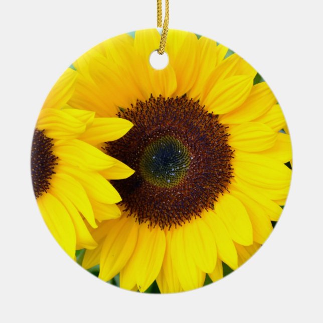 Schöne Sonnenblumeweihnachtsverzierung Keramik Ornament (Vorne)
