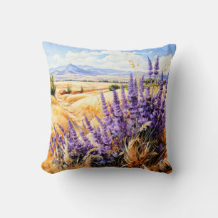 Schöne Sonnenstraße Watercolor Prairie Landschaft Kissen