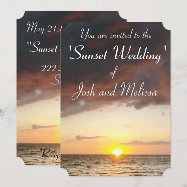 Schöne Sonnenuntergang Drucke Hochzeit Einladung (Vorne/Hinten)