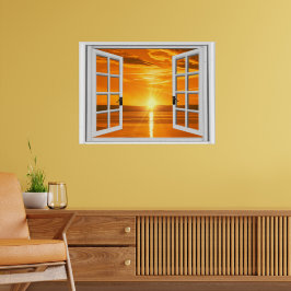 Schöne Sonnenuntergang-Imitate Fensteransicht Poster