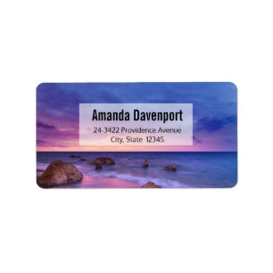 Schöne Sonnenuntergang Küstenfotografie Adresse Adressaufkleber