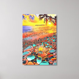 Schöne Sonnenuntergang Landschaft in Digital Art M Leinwanddruck