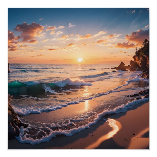 Schöne Sonnenuntergang Landschaft Poster (Vorderseite)