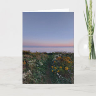 Schöne Sonnenuntergang- und Blume-Blankkarte Karte