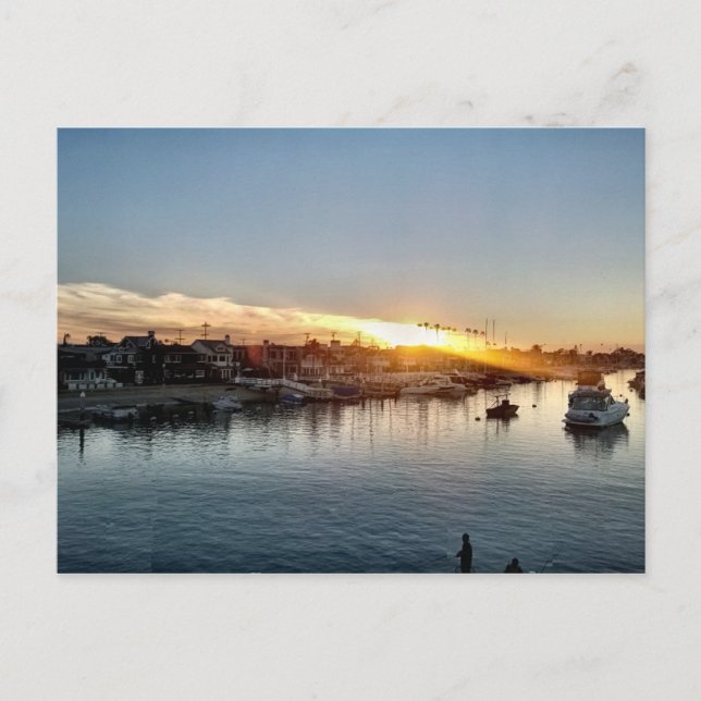 Schöne Sonnenuntergänge am Hafen auf Balboa Island Postkarte (Vorderseite)