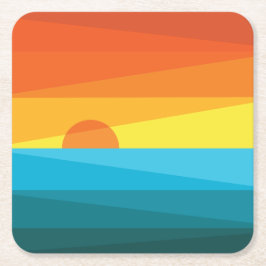 Schöne Sonnenuntergänge und Meereswellen Rechteckiger Pappuntersetzer
