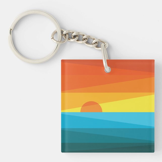 Schöne Sonnenuntergänge und Meereswellen Schlüsselanhänger (Vorderseite)